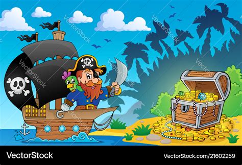 Pirate Theme With Treasure Chest 2 Royalty Free Vector Image