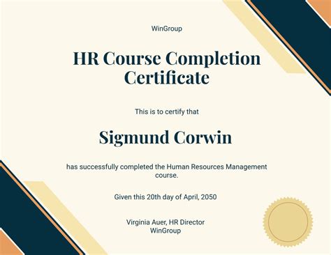 hr  completion certificate template  edit