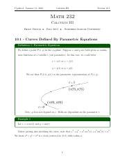 10 1 Curves Defined By Parametric Equations Pdf Updated January 11