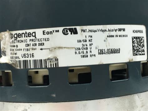 Genteq Eon Hp Sda Rlv Blower Motor V Rpm Hd Ar