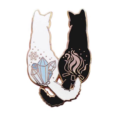 Fire And Ice Cats Enamel Pin