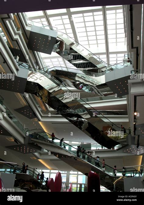 Escalator Criss Crossing In A Shopping Mall Hong Kong Stock Photo Alamy