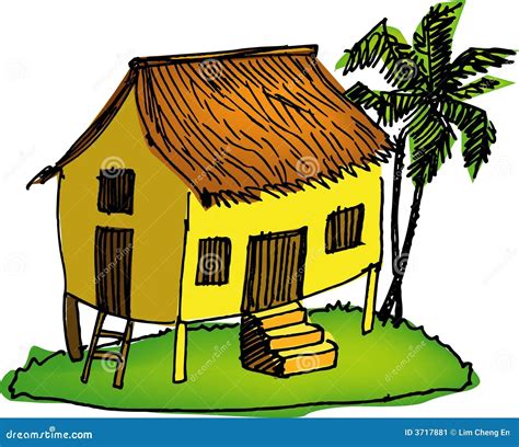 Gambar Rumah Kampung Kartun 389 Kampung House Vector Images Stock