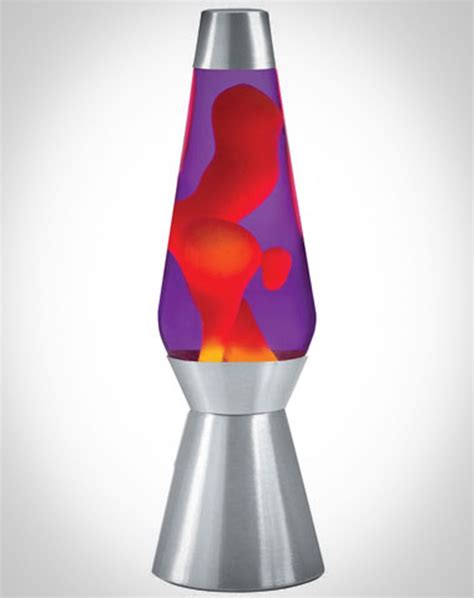 Grande Lava Lamp With Yellow Lava Purple Liquid And Silver Base