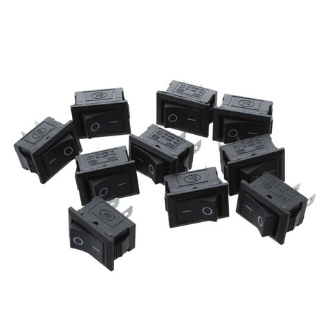 10 Pcs SPST Mini Black 2 Pin Rocker Switch AC 125V 10A 250V 6A T1 EBay