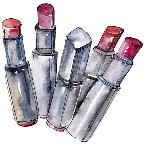 Lipsticks Sketch Glamour Illustration In A Watercolor Style Isolated