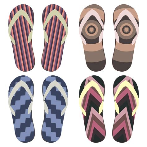 Set Of Beach Slippers Colorful Summer Flip Flops Over White Background 16182187 Vector Art At