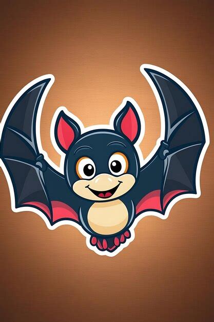 Cartoon Bat With Tiny Fangs Illustration And Sticker Design On Art