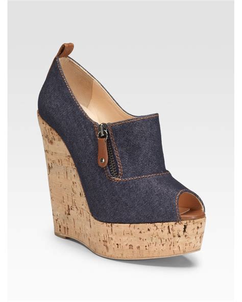 Christian Louboutin Deroba Denim Wedge Ankle Boots In Blue Lyst