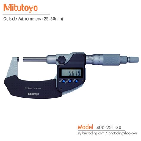 Mitutoyo Outside Micrometers 25 50mm 406 251 30 Bnctoolingshop