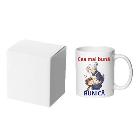 Cana Alba Ceramica Personalizata Cea Mai Buna Bunica Stickers Factory