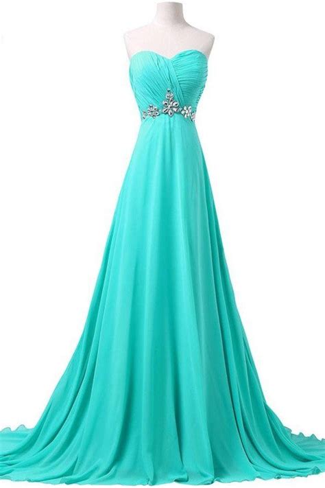 Charming Long Teal Chiffon Strapless Beauty Prom Dress Okdresses Prom Dresses Chiffon Prom