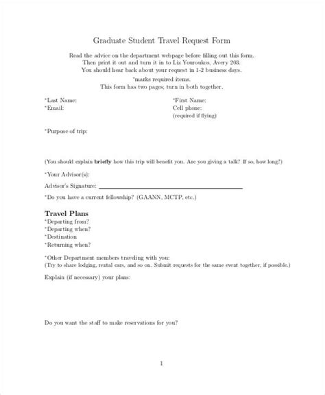 Free 37 Travel Request Form Examples In Pdf Ms Word Excel