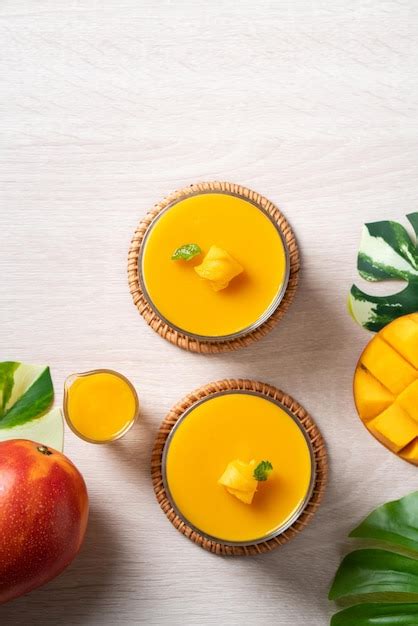 Premium Photo Delicious Mango Panna Cotta Mousse Pudding On White