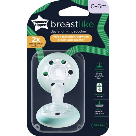 Tommee Tippee Closer To Nature Breast Like Soother 0 6 Months 2 Pack