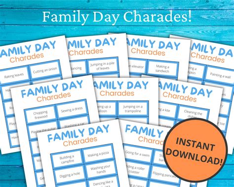 Family Day Charades Printable Family Day Game Family Day Activity for ...