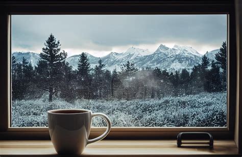 Premium AI Image Cup Of Coffee In The Mountains