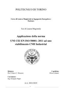 Applicazione Della Norma UNI CEI EN ISO 50001 2011 Ad Uno Stabilimento