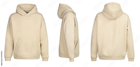 Beige hoodie template. Hoodie sweatshirt long sleeve with clipping path ...