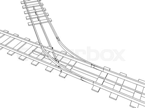 Vector 3d Railway Railroad Track Silhouette Stock Vector Colourbox