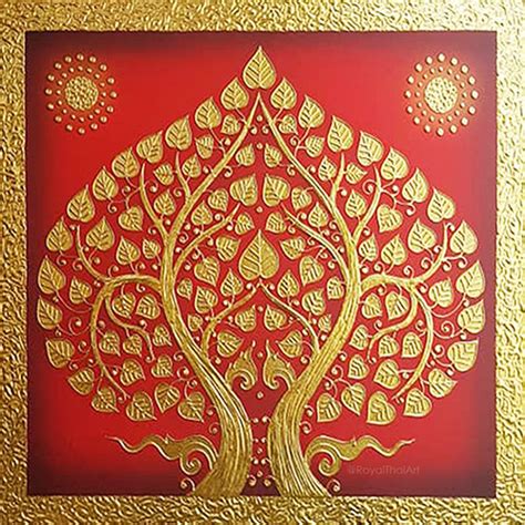 Gold Tree Painting Buddhist Art For Sale l Royal Thai Art