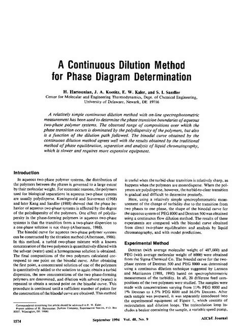 PDF A Continuous Dilution Method For Phase Diagram Determination