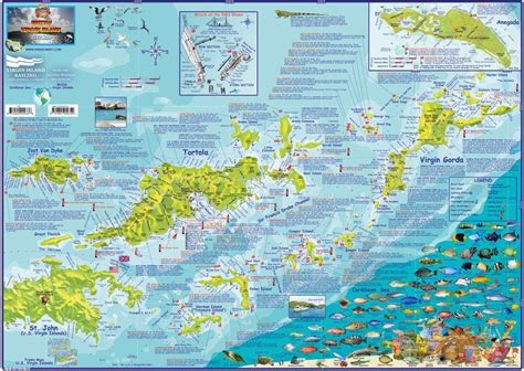 British Virgin Islands BVI Dive & Guide Map Laminated Poster – Frankos Maps