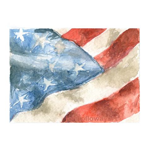 Watercolor Flag American Flag Print Flag Print Flag Red White And