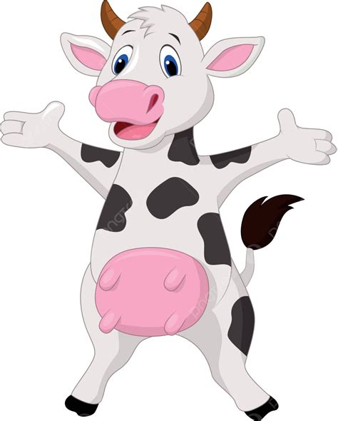 Happy Cow Cartoon Cartoon Pasture Female Vector Cartoon Pasture