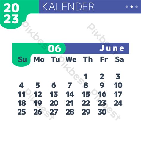 Gambar Kalender Bulanan Meja 2023 Juni Elemen Grafis Eps Unduhan