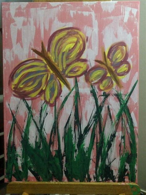 A Painting With Yellow Flowers Painted On It