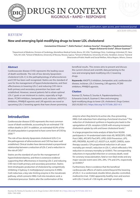 Pdf New And Emerging Lipid Modifying Drugs To Lower Ldl Cholesterol