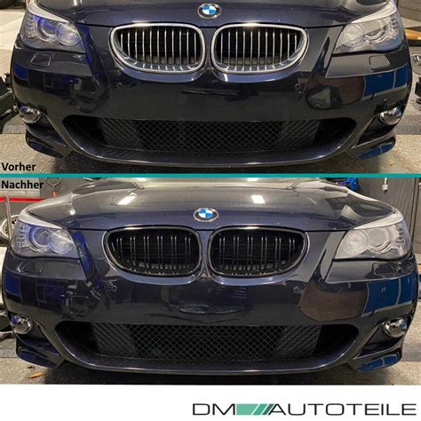 SET Kühlergrill Schwarz Hochglanz Doppelsteg passend für BMW 5er E60