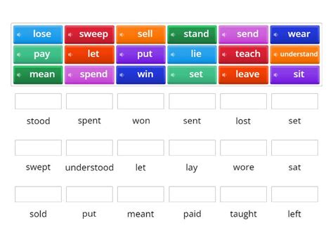 Past Simple Irregular Verbs Une Las Parejas