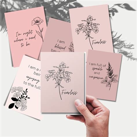 60 Affirmation Cards Digital Download Mindfulness Etsy