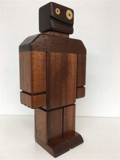 Handcrafted Solid Timber Collectable Wood Robot Etsyde