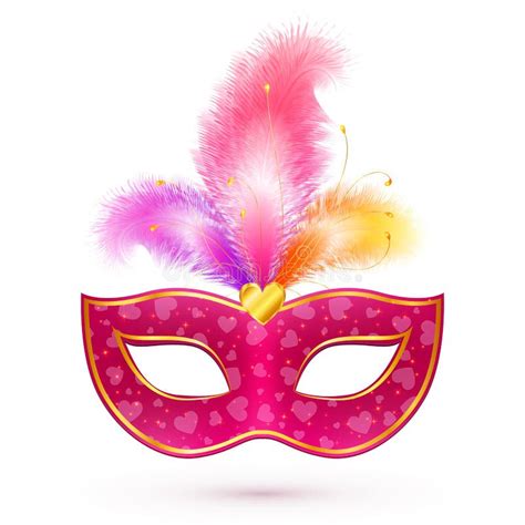 Pink Carnival Mask With Feathers Stock Vector Illustration Of Opera