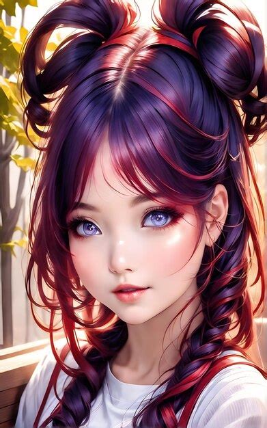 Premium AI Image A Beautiful Anime Girl With Dazzling Crimson Brown Eyes