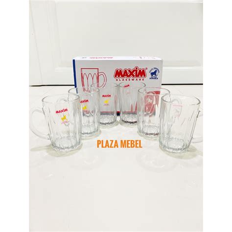 Jual Set Gelas Mug Kaca Tempered Bening Maxim Mvc T Pcs Ml