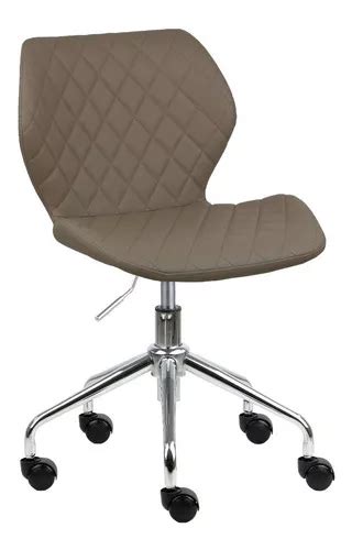 Silla Giratoria Tapizada En Poliuretano De Belice Base Cromada Rodizio Color Nude Mercadolibre