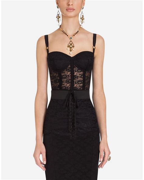 Dolce And Gabbana Lace Corset Bustier In Black Lyst