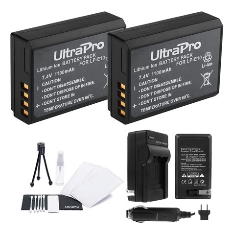 LP E10 Battery 2 Pack Bundle With Rapid Travel Charger And UltraPro