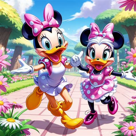 Daisy Ducks Playful Moment With Minnie Mouse Stable Diffusion Online