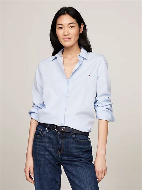 Essential Regular Fit Poplin Shirt Blue Tommy Hilfiger