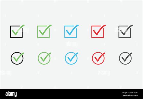 Green Check Mark Red Cross Mark Icon Isolated Tick Symbols Checklist