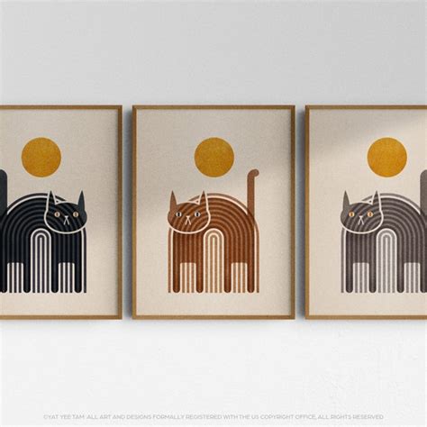 Modern Cat Art Etsy