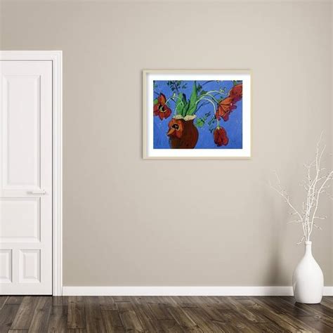 Midnight Tulips By Frances Treanor Wood Framed Wall Art Print Bed