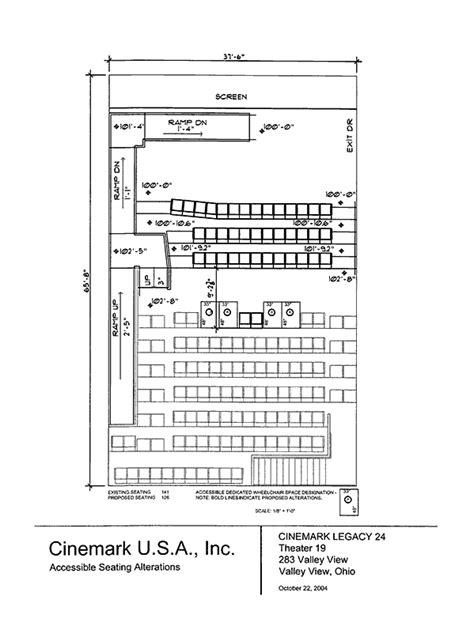 Seating plan for Cinemark Legacy 24, Valley View, Ohio, Auditorium 19.