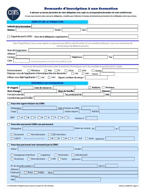 Fillable Online Biodev Obs Vlfr Demande Dinscription Une Formation