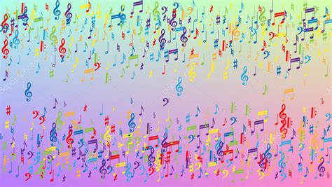 Disco de fondo Notas musicales coloridas Símbolo que cae en el fondo